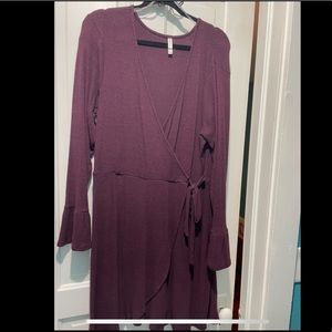 Purple wrap dress